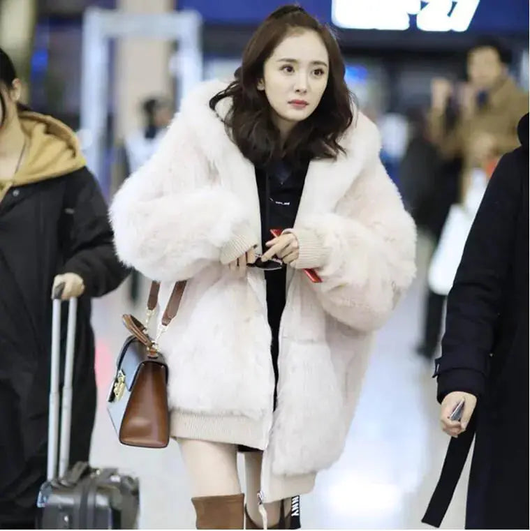 2018 Winter Matching Mother-Daughter Faux Fur Coats Opale - PROVYLO