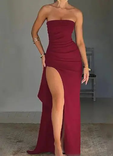 Maxi Dress Strapless high split