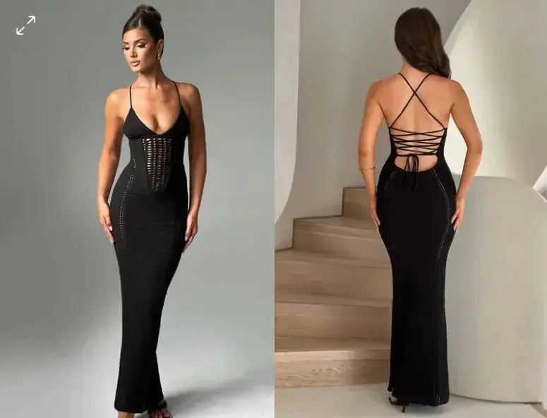 Backless Knitted Maxi Dress - PROVYLO