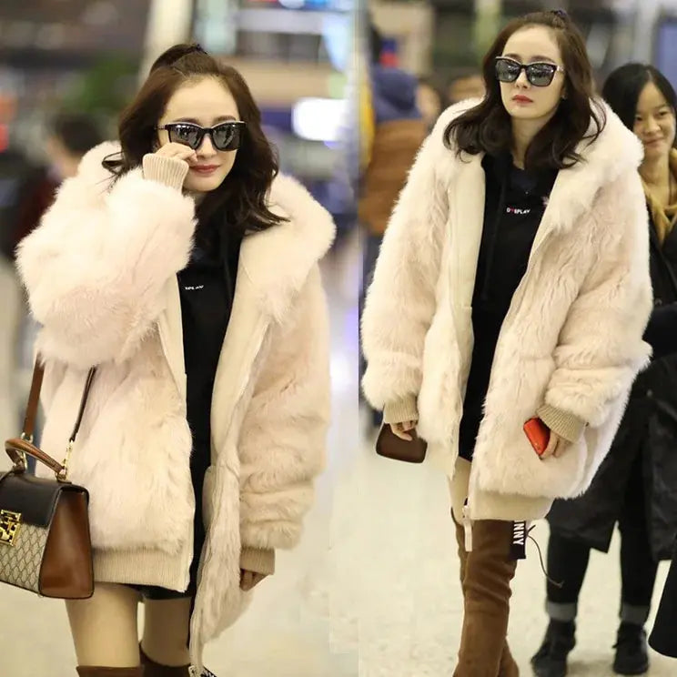 2018 Winter Matching Mother-Daughter Faux Fur Coats Opale - PROVYLO