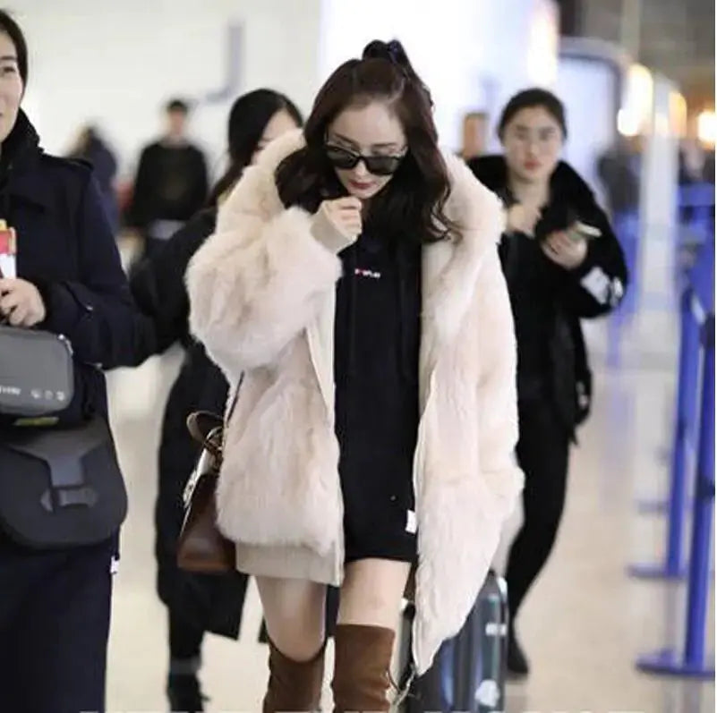 2018 Winter Matching Mother-Daughter Faux Fur Coats Opale - PROVYLO