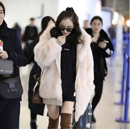 2018 Winter Matching Mother-Daughter Faux Fur Coats Opale - PROVYLO