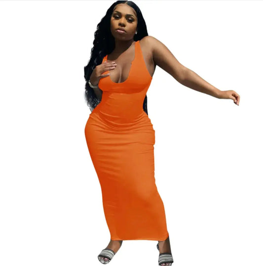 Deep V-Neck Camisole Maxi Dress - PROVYLO
